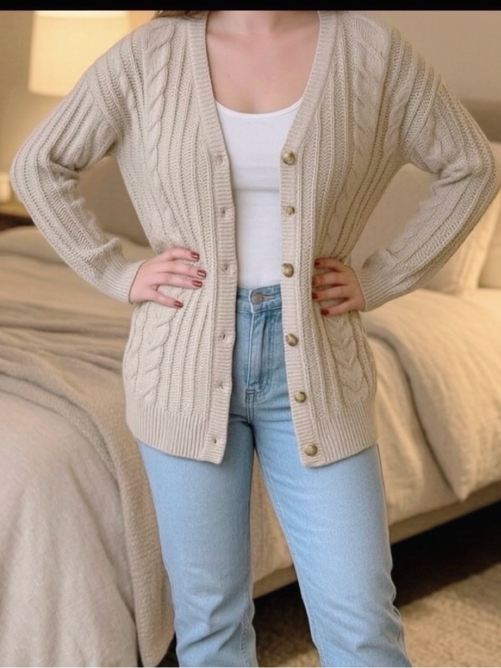 Cupcakes & Cashmere Cable-Knit Button Knit Cardigan - XL